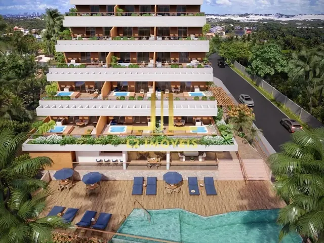Imagem 5: Lançamento - Quarto e Sala Frontal com Terraço - 56M² - Azure Beach - Pedra do Sal