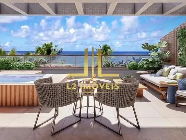 Imagem 2: Lançamento - Quarto e Sala Frontal com Terraço - 56M² - Azure Beach - Pedra do Sal