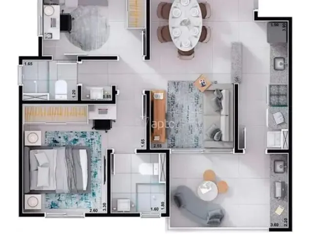 Imagem 8: Apartamento para Venda com 60 Metros Quadrados com 2 Quartos