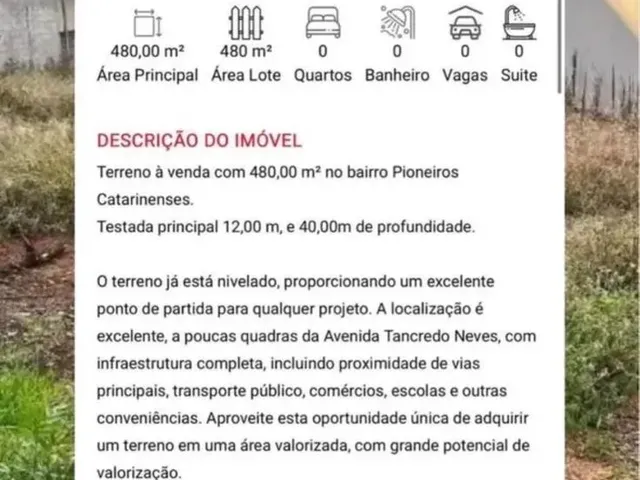 Imagem: Terreno - Pioneiros Catarinense