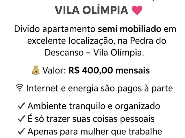 Imagem: Divido Apartamento Semi-Mobiliado
