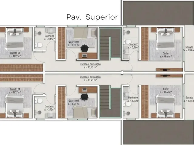 Imagem 13: Sobrado Geminado 3 Quartos com 1 Suíte e 100M² - Pagani - Plc