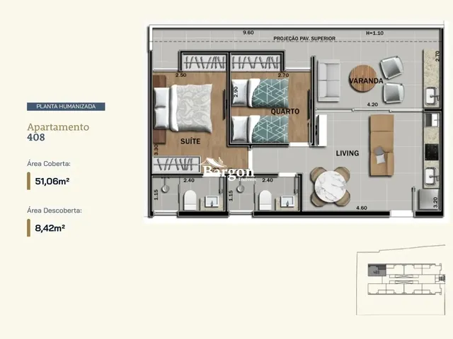 Imagem 11: Apartamento com 2 Quartos Sendo 1 Suíte a Venda no Bairro Granbery em Juiz de Fora