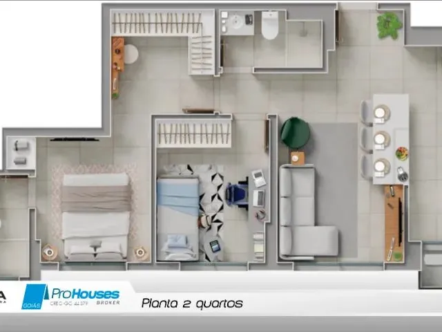 Imagem 4: Apartamento 2 Quartos C/ Suíte 59M² 1 Vaga, Próximo Faculdade Unievangélica