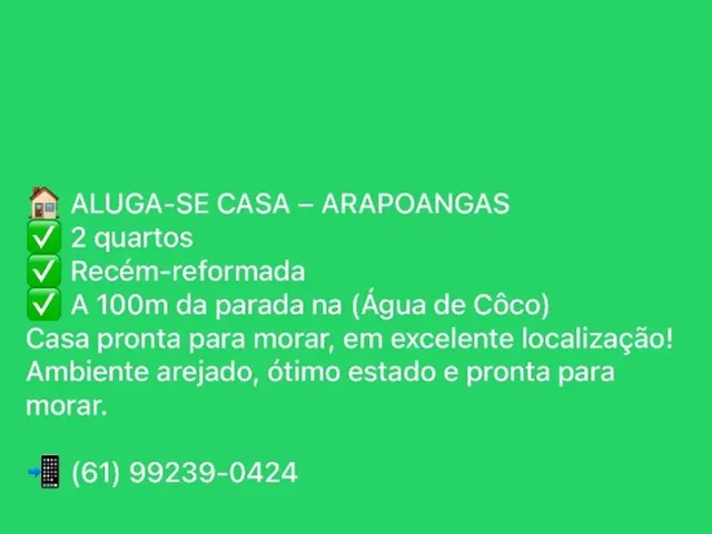 Imagem: Aluga-Se Casa no Arapoangas -Df