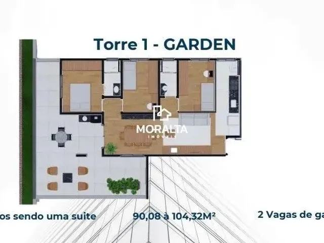 Imagem 15: Aparatamento Garden com 3 Quartos Sendo Uma Suíte no Bairro Boneca do Iguaçu