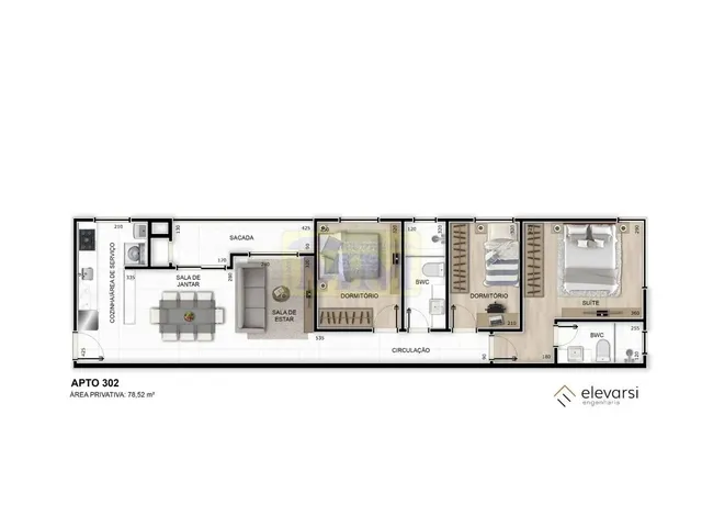 Imagem 4: Apartamento com 3 Quartos Sendo 1 Suíte no Emiliano Perneta de Pinhais/Pr