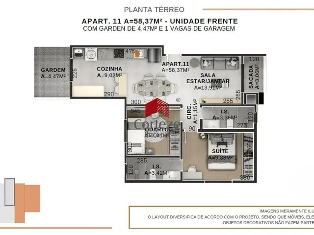 Imagem 7: Apartamento com 56,6M² 2 Quartos, À Venda, no Bairro Afonso Pena em São José Dos