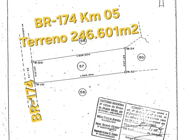 Imagem 5: Terreno no Km 5 da Br174 com 246.601M2. Semi Plano. Documentado. Área de Expansão