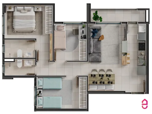 Imagem 3: Linea Leste Oeste - 76M² (3Q com Suíte) em Setor Marechal Rondon - Goiânia, Go