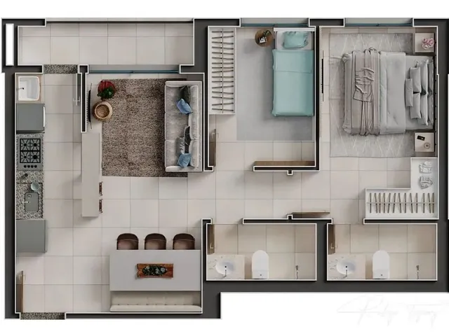 Imagem 4: Linea Leste-Oeste 60,10 M², 2 Quartos e 1 Suíte no Setor Marechal Rondon