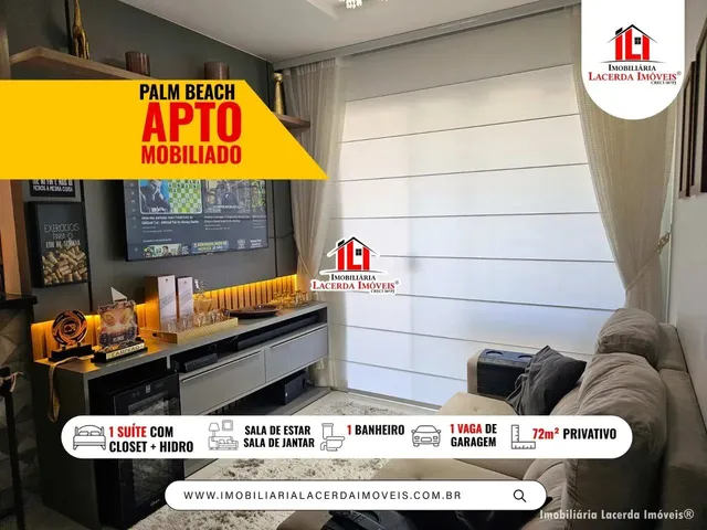 Imagem 1: Apto no Palm Beach Mobiliado e Reformado com 1 Suíte com Closet e Hidro/ 100% Mobiliado