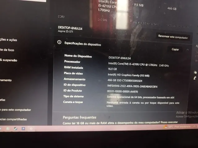 Imagem 2: Notebook Acer Casa com venda por R$700