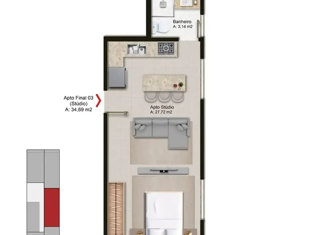 Imagem 11: Lindo Studio para Venda em Canasvieira