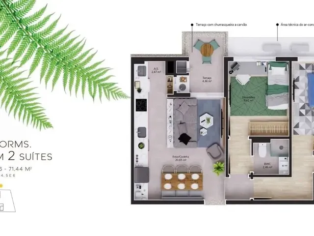 Imagem 3: Apartamento - 2 Dormitórios, Sendo 1 Suíte - Sacada Churrasqueira - 1 Vaga - 1 Hobby
