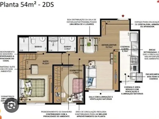 Imagem: Apartamento · 54M² · 2 Quartos · 1 Vaga