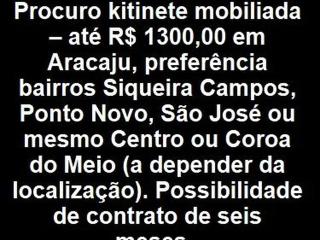 Imagem: Procuro Kitinete Mobiliada em Aracaju