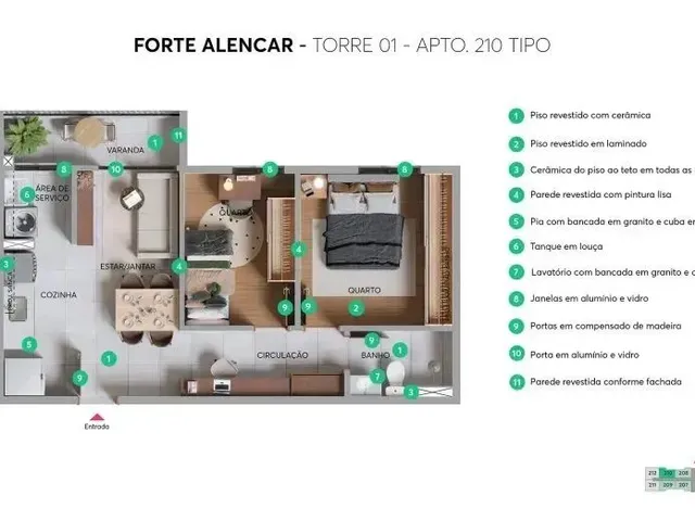 Imagem 15: Imóvel para Venda com 48 Metros Quadrados com 2 Quartos em Cambeba - Fortaleza - Ce