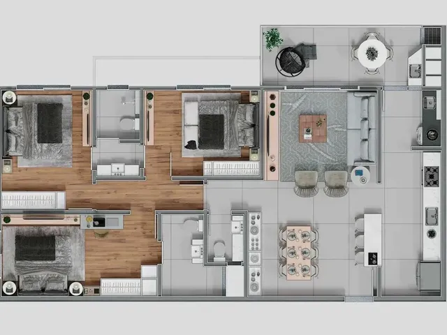 Imagem 1: Apartamento na Planta com 2 Dormitórios Sendo 1 Suíte e 1 Vaga de Garagem - Barreiros