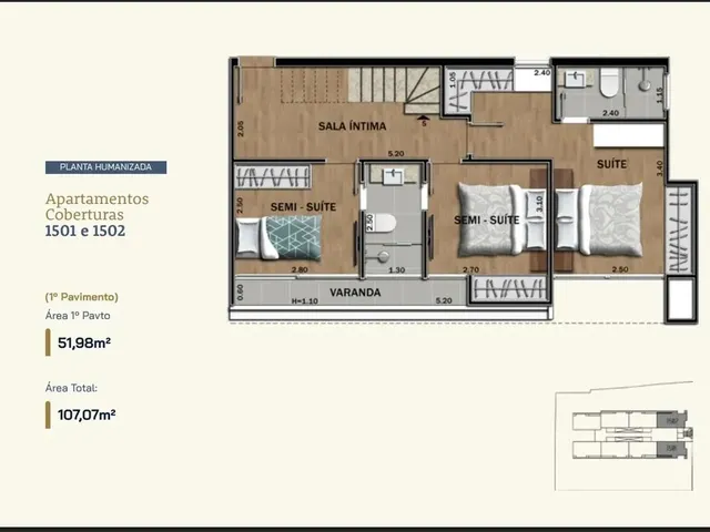 Imagem: Cobertura com 03 Quartos Sendo Uma Suíte