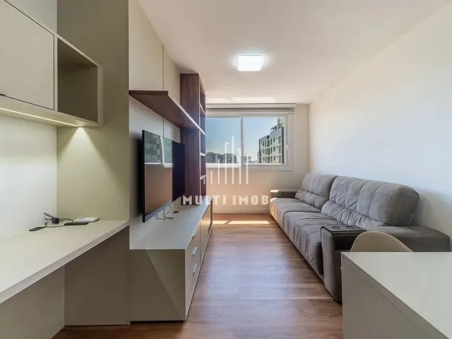 Imagem: O apartamento possui 1 Dormitório, 1 Suíte, 2 Banheiros,