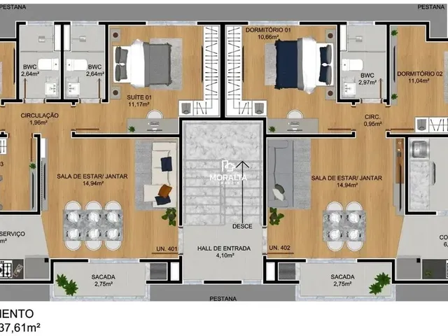 Imagem 5: Apartamento com 3 Dormitórios Sendo 1 Suíte À Venda - Bom Jesus - São José Dos