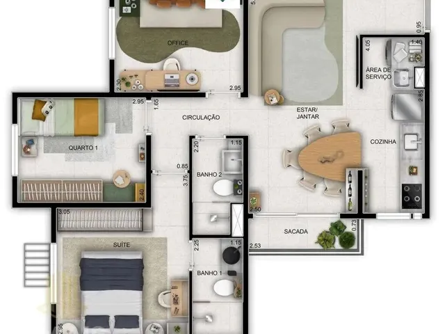 Imagem 4: Apartamento 3 Quartos com Suíte e Varanda - Now Milão