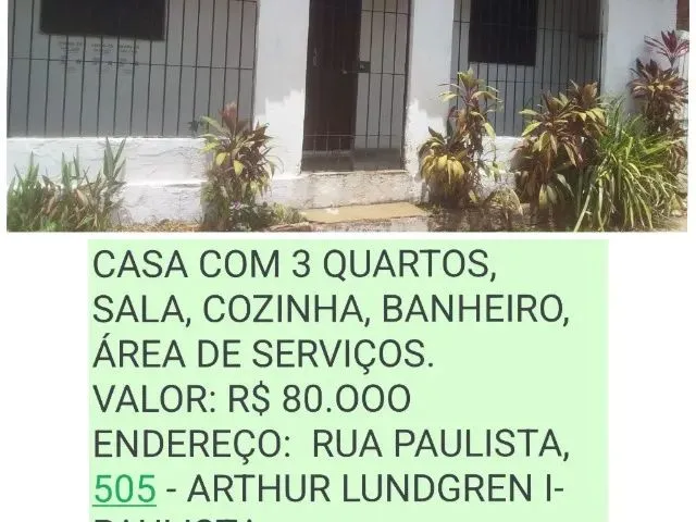 Imagem: A casa possui 3 Dormitórios, 1 Banheiro e está localizado