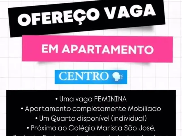 Imagem: Vaga Feminina em Apartamento (Centro/Roxo
