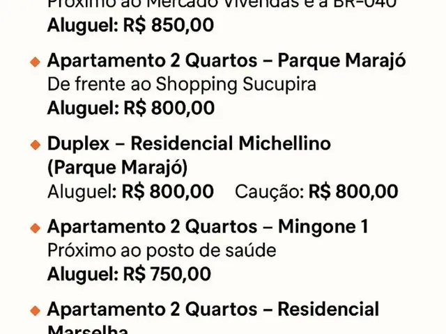 Imagem: Alugueis Disponíveis 15/12