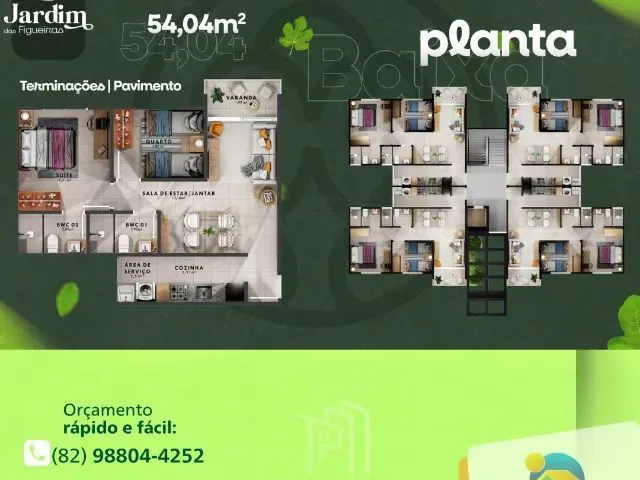 Imagem: O apartamento possui 2 Dormitórios, 1 Suíte, 2 Banheiros,