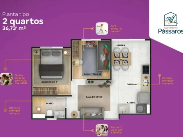 Imagem 5: Alameda dos Pássaros 2 Quartos no Bairro de Passarinho Recife