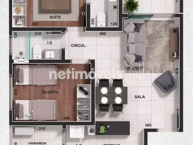 Imagem: O apartamento na cobertura possui 2 Dormitórios, 2