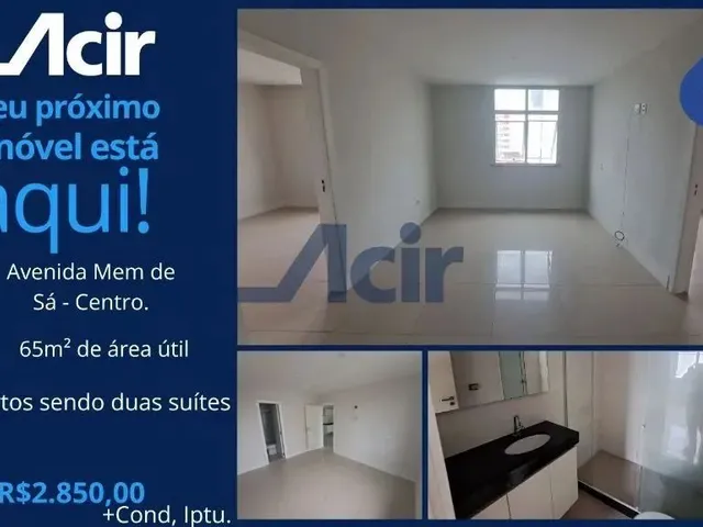 Imagem 1: Apartamento Dois Quartos com Duas Suítes, 65M² por R$ 2.850,00/Mês - Centro - Rio De