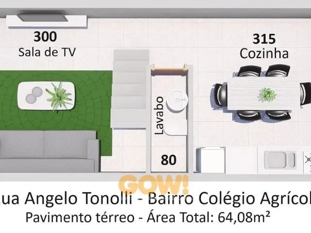 Imagem: A casa possui 2 Dormitórios, 1 Banheiro, 1 Vaga na