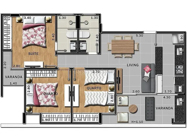 Imagem 6: Apartamento 3 Quartos Sendo Uma Suíte a Venda no Bairro Granbery em Juiz de Fora