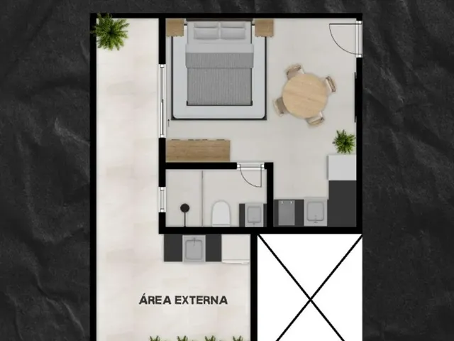 Imagem: A kitnet possui 1 Dormitório, 1 Banheiro, 23m² de Área,