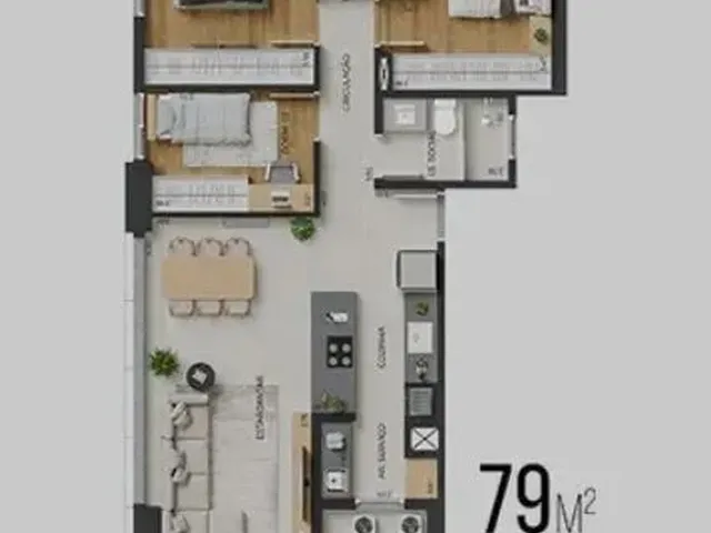 Imagem: Direitos Apt. De79 Mts com 2 Vagas para