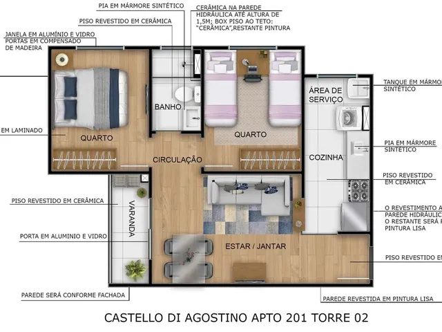 Imagem 11: Apto na Planta, Empreendimento: Castello Di Lorenzo, Campo Grande - Ms