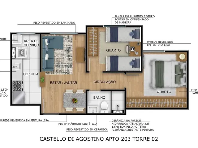 Imagem 4: Apto na Planta, Empreendimento: Castello Di Lorenzo, Campo Grande - Ms