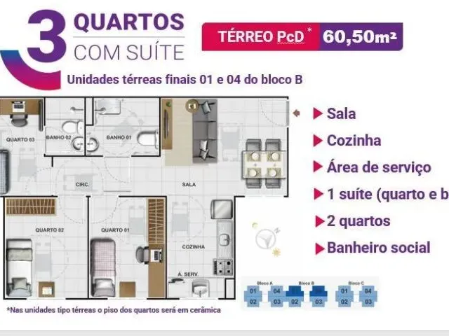 Imagem 3: Joeasilva - Apto 3 Quartos com Suíte com Condominio Exclusivo! Sinal: 1.000,00
