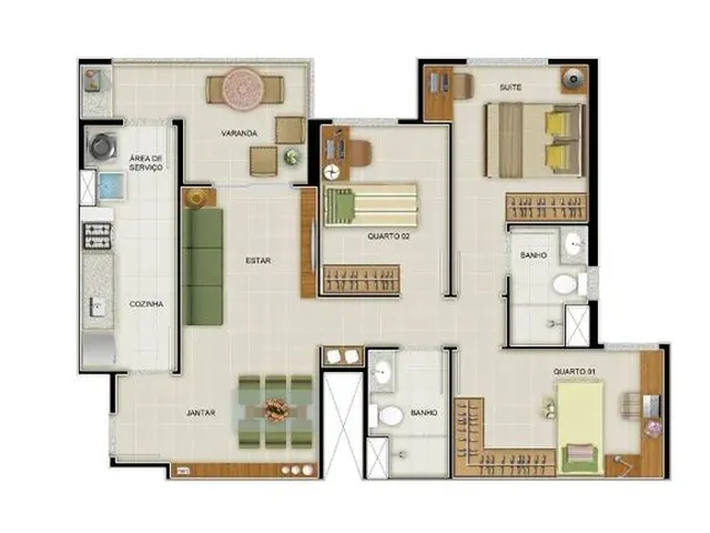 Imagem 11: Na - Apartamento com 3 Quartos Sendo 1 Suíte e Varanda Gourmet em Samambaia