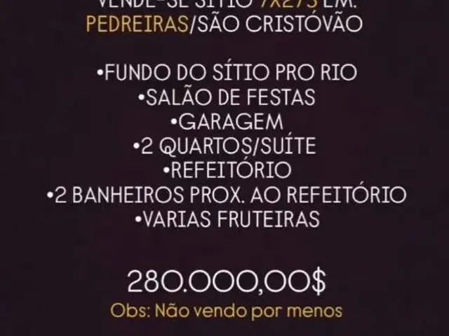 Imagem: Sítio em Pedreiras São Cristóvão