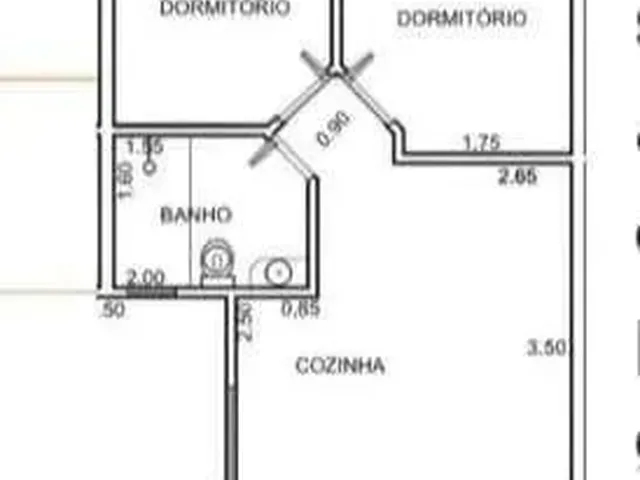 Imagem: O apartamento possui 2 Dormitórios, 1 Banheiro, 1 Vaga na