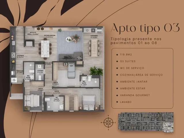 Imagem 7: Apartamento de Alto Padrão 2 Suítes. 15% de Sinal + Parcelas Mensais. Entrega: Junho/27