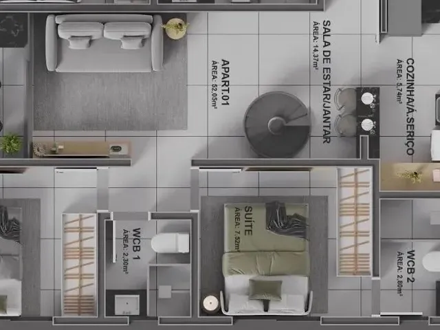 Imagem 11: Apartamento Intermares, 23M²-1Quarto,1Wc Social, Cozinha, 01 Vaga Demarcada