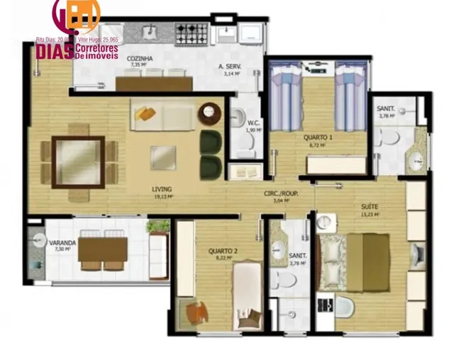 Imagem 3: Vendo Apartamento com 80M2 Reformado e Mobiliado, Varanda Vista Mar, 3/4, 2 Suítes, 2