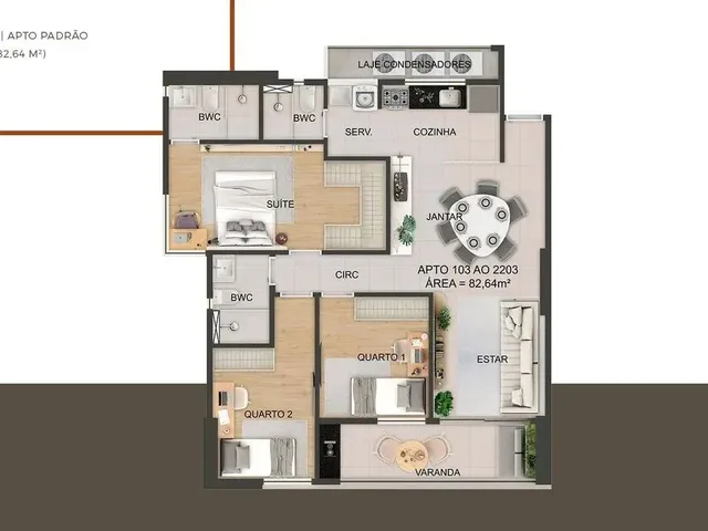 Imagem: 3 Quartos Sendo 1 Suite com 82M² no Rosarinho