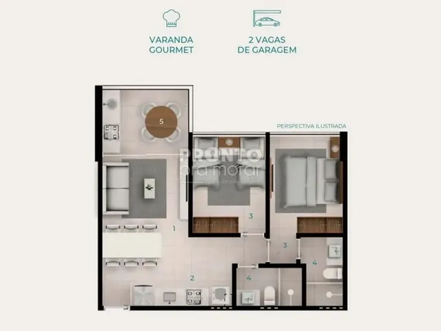 Imagem: Apartamento com 2 Quartos em Muro Alto