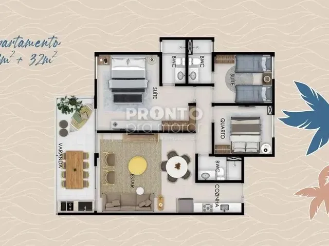 Imagem: Apartamento com 2 Quartos em Centro